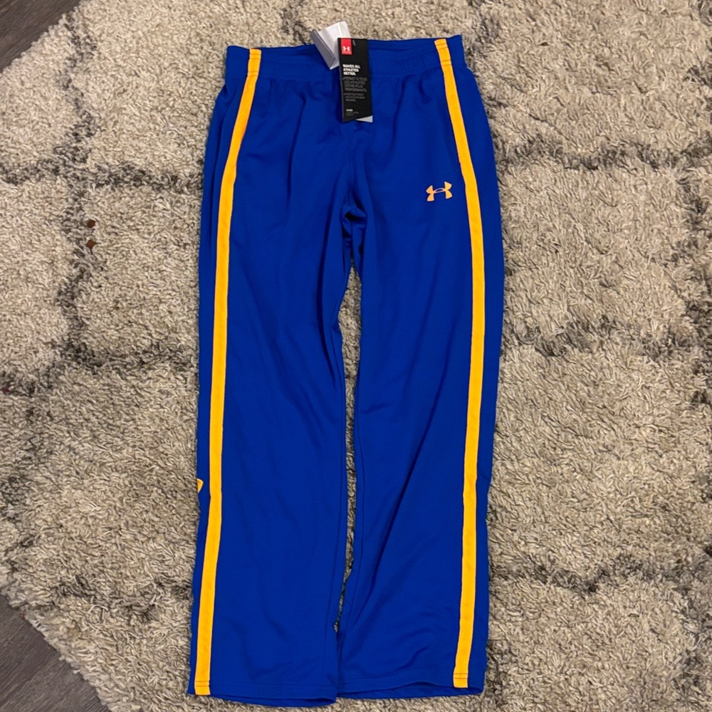 Under Armour Kids Royal Blue Joggers with Yellow Stripes